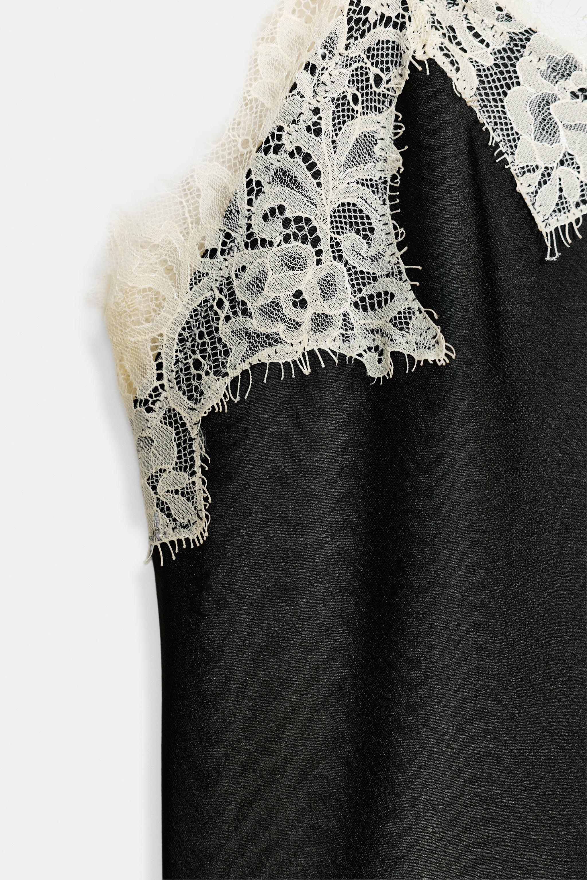 CONTRAST LACE SATIN TOP ZW COLLECTION